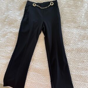 Anne Klein Black Wide Leg Pants with Gold Chain Accent XS fits like small